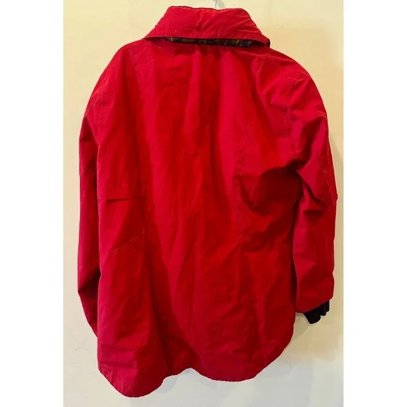 Pendleton Red Hooded Raincoat Anorak NWOT Women Sz XL Plaid Lining Full Zip $259 - Picture 3 of 11